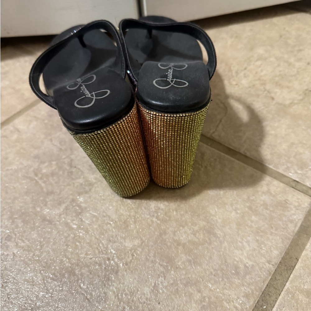 Colorful Rhinestone Wedge Sandals - Picture 4 of 5